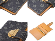 Load image into Gallery viewer, LOUIS VUITTON ルイヴィトン 手帳カバー アンジェダPM モノグラムデニム R21038 イニシャル入り ノワール ゴールド 良品 中古 57880
