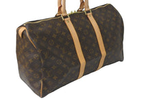 画像をギャラリービューアに読み込む, LOUIS VUITTON ルイヴィトン ボストンバッグ キーポル45 モノグラム M41428 ブラウン ゴールド金具 美品 中古 57965