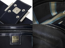 画像をギャラリービューアに読み込む, FENDI フェンディ マンマバケット ワンショルダーバッグ キャンバス ネイビー シルバー金具 良品 中古 57967