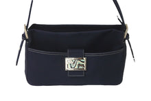 画像をギャラリービューアに読み込む, FENDI フェンディ マンマバケット ワンショルダーバッグ キャンバス ネイビー シルバー金具 良品 中古 57967