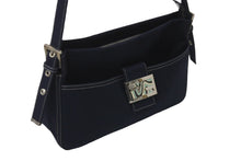 画像をギャラリービューアに読み込む, FENDI フェンディ マンマバケット ワンショルダーバッグ キャンバス ネイビー シルバー金具 良品 中古 57967