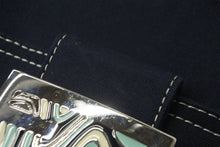 画像をギャラリービューアに読み込む, FENDI フェンディ マンマバケット ワンショルダーバッグ キャンバス ネイビー シルバー金具 良品 中古 57967