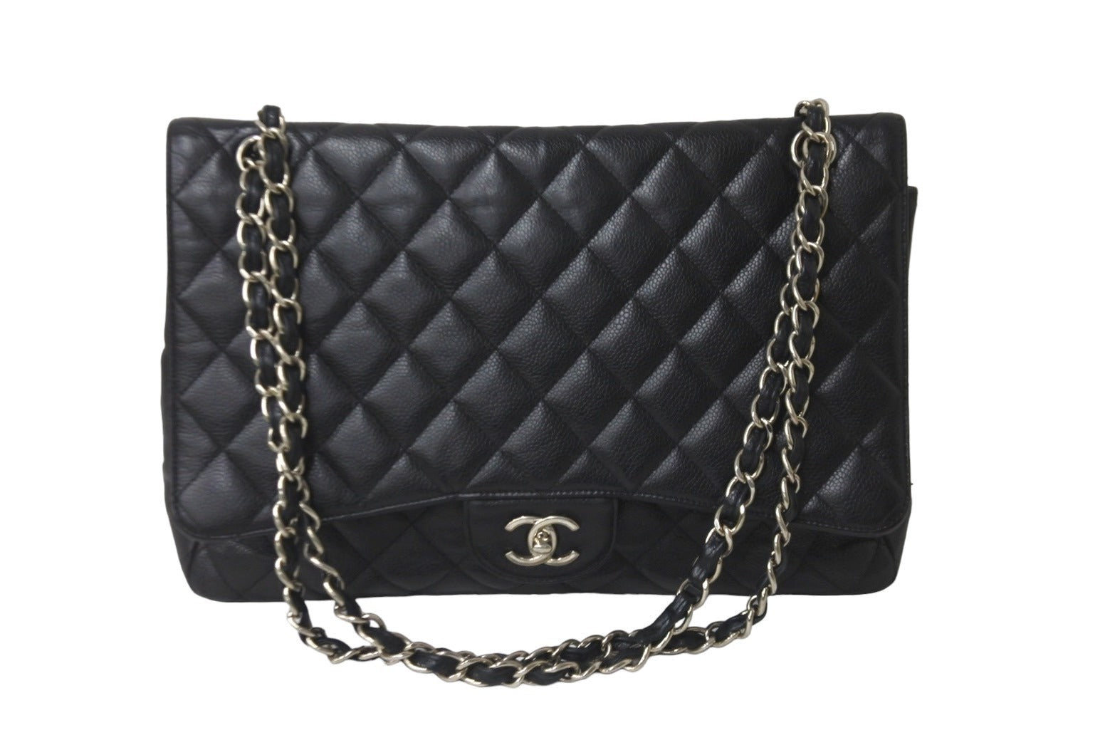 CHANEL シャネル チェーンショルダーバッグ デカマトラッセ33 13番台 キャビアスキン ブラック シルバー金具 美品 中古 58020 –  Casanova Vintage