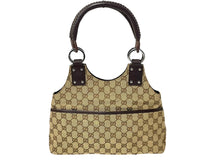 Load image into Gallery viewer, GUCCI グッチ トートバッグ ハンドバッグ GGキャンバス レザー ベージュ ブラウン 131329 シルバー金具 美品 中古 58040