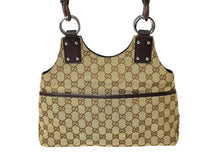 Load image into Gallery viewer, GUCCI グッチ トートバッグ ハンドバッグ GGキャンバス レザー ベージュ ブラウン 131329 シルバー金具 美品 中古 58040