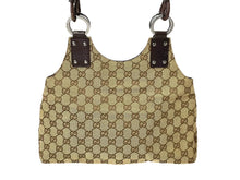 Load image into Gallery viewer, GUCCI グッチ トートバッグ ハンドバッグ GGキャンバス レザー ベージュ ブラウン 131329 シルバー金具 美品 中古 58040