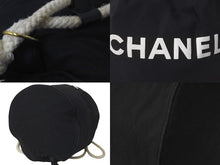画像をギャラリービューアに読み込む, CHANEL シャネル 巾着バッグ キャンバス ビニール ブラック ホワイト ノベルティ 良品 中古 58054