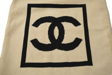 画像をギャラリービューアに読み込む, CHANEL シャネル スポーツライン ココマーク ナップサック 8番台 ベージュ ブラック コットン 美品 中古 58057