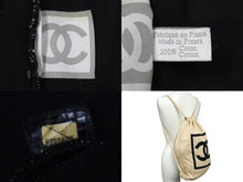 画像をギャラリービューアに読み込む, CHANEL シャネル スポーツライン ココマーク ナップサック 8番台 ベージュ ブラック コットン 美品 中古 58057