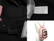 画像をギャラリービューアに読み込む, CHANEL シャネル スポーツライン ココマーク ナップサック シールなし コットン ピンク ブラック 美品 中古 58058