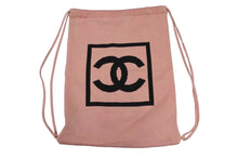 画像をギャラリービューアに読み込む, CHANEL シャネル スポーツライン ココマーク ナップサック シールなし コットン ピンク ブラック 美品 中古 58058