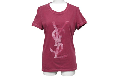 YVES SAINT LAURENT イヴサンローラン YSL 半袖Ｔシャツ ロゴＴシャツ ピンク系 コットン 美品 中古 58111