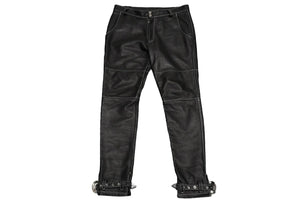 730LA Leather pants Belt hardware Black White stitch Silver hardware Made in Italy Size 34 Good condition Used 58196