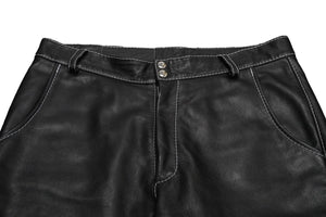 730LA Leather pants Belt hardware Black White stitch Silver hardware Made in Italy Size 34 Good condition Used 58196