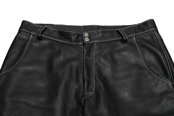 730LA Leather pants Belt hardware Black White stitch Silver hardware Made in Italy Size 34 Good condition Used 58196