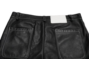 730LA Leather pants Belt hardware Black White stitch Silver hardware Made in Italy Size 34 Good condition Used 58196