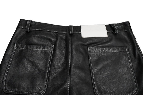 730LA Leather pants Belt hardware Black White stitch Silver hardware Made in Italy Size 34 Good condition Used 58196