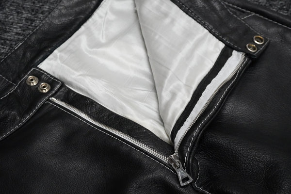 730LA Leather pants Belt hardware Black White stitch Silver hardware Made in Italy Size 34 Good condition Used 58196