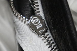 730LA Leather pants Belt hardware Black White stitch Silver hardware Made in Italy Size 34 Good condition Used 58196