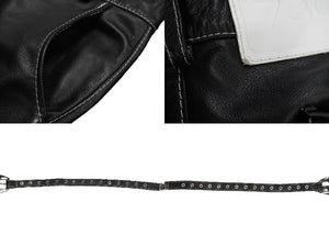 730LA Leather pants Belt hardware Black White stitch Silver hardware Made in Italy Size 34 Good condition Used 58196