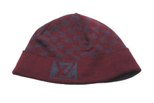 Load image into Gallery viewer, LOUIS VUITTON ルイヴィトン ニットキャップ ダミエ ロゴ ウール ワインレッド ボルドー グレー 美品 中古 58262