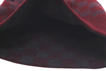 Load image into Gallery viewer, LOUIS VUITTON ルイヴィトン ニットキャップ ダミエ ロゴ ウール ワインレッド ボルドー グレー 美品 中古 58262