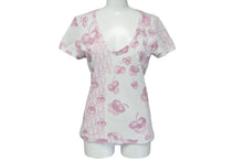 画像をギャラリービューアに読み込む, Christian Dior クリスチャンディオール 半袖Ｔシャツ トロッター 花柄 Vネック 5P16155953 コットン ピンク 40 美品 中古 58299