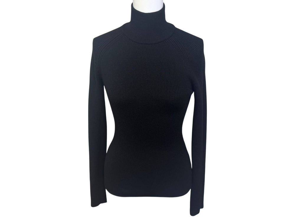 Very good condition MaxMara High neck knit long sleeve tops 2313662333 6 70 Wool Polyester Black Size S Used 4b005830