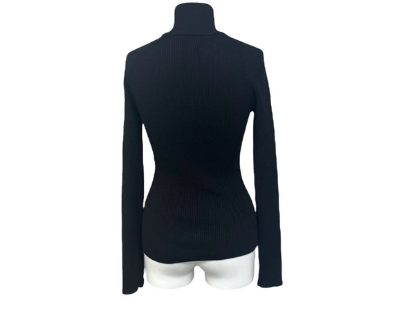 極美品 MaxMara マックスマーラ ハイネック ニット 長袖トップス 2313662333 6 70 ウール ポリエステル ブラック サイズS 中古 4b005830