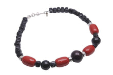 画像をギャラリービューアに読み込む, YVES SAINT LAURENT イヴ サンローラン ネックレス ビーズネックレス ブラック レッド シルバー金具 美品 中古 58316