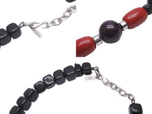 画像をギャラリービューアに読み込む, YVES SAINT LAURENT イヴ サンローラン ネックレス ビーズネックレス ブラック レッド シルバー金具 美品 中古 58316