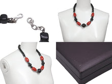 画像をギャラリービューアに読み込む, YVES SAINT LAURENT イヴ サンローラン ネックレス ビーズネックレス ブラック レッド シルバー金具 美品 中古 58316