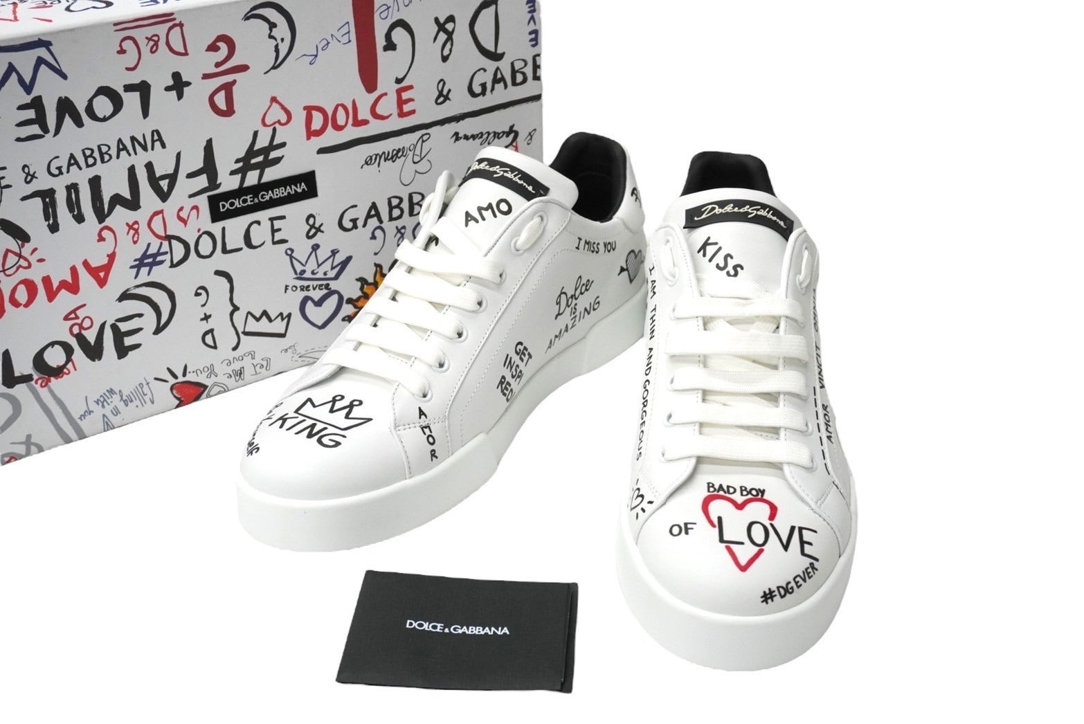 極美品 DOLCE&GABBANA ドルチェアンドガッバーナ グラフィック プリント スニーカー ホワイト 落書き CS1538 9 中古 58357  – Casanova Vintage