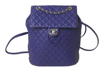 画像をギャラリービューアに読み込む, CHANEL シャネル マトラッセ チェーンショルダーリュック 22番台 A91121 ラムスキン ブルー シルバー金具 美品 中古 58385