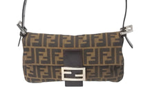 Load image into Gallery viewer, FENDI フェンディ ズッカ柄 マンマバケット ワンショルダーバッグ ブラウン コットンキャンバス レザー 良品 中古 58394