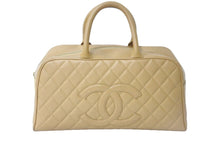 画像をギャラリービューアに読み込む, 極美品 CHANEL シャネル マトラッセ ボウリングバッグ 8番台 ココマーク キャビアスキン ベージュ ゴールド金具 中古 58439