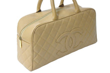 画像をギャラリービューアに読み込む, 極美品 CHANEL シャネル マトラッセ ボウリングバッグ 8番台 ココマーク キャビアスキン ベージュ ゴールド金具 中古 58439