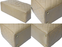 画像をギャラリービューアに読み込む, 極美品 CHANEL シャネル マトラッセ ボウリングバッグ 8番台 ココマーク キャビアスキン ベージュ ゴールド金具 中古 58439