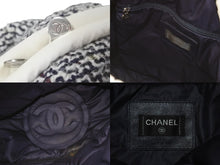 画像をギャラリービューアに読み込む, CHANEL シャネル ココマーク リュック ドゥドーヌ 26番台 A91933 ナイロン ツイード ホワイト シルバー金具 良品 中古 58515