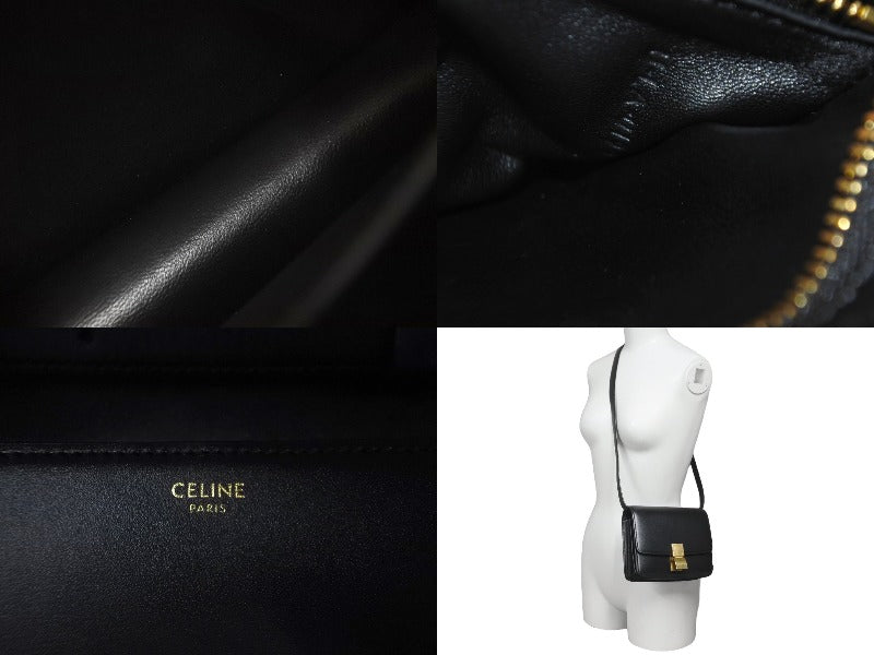 CELINE セリーヌ ショルダーバッグ クラシックボックススモール カーフスキン ブラック ゴールド金具 美品 中古 58526 –  Casanova Vintage