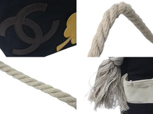画像をギャラリービューアに読み込む, CHANEL シャネル ロープショルダーバッグ ココマーク カメリア 8番台 2003年 キャンバス ブラック シルバー金具 良品 中古 58544