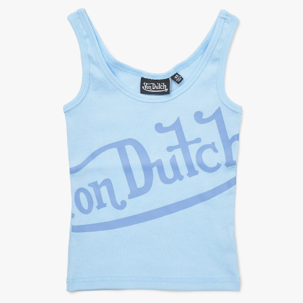 新品未使用 Von Dutch ボンダッチ リブタンクトップ ノースリーブ 7VND9A8206NV サイズXS アイスブルー レディース 中古 4a005859