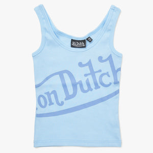 新品未使用 Von Dutch ボンダッチ リブタンクトップ ノースリーブ 7VND9A8206NV サイズXS アイスブルー レディース 中古 4a005859