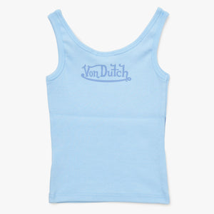 新品未使用 Von Dutch ボンダッチ リブタンクトップ ノースリーブ 7VND9A8206NV サイズXS アイスブルー レディース 中古 4a005859