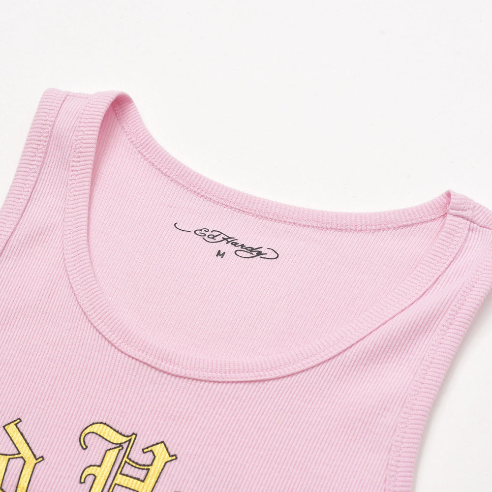 新品未使用 Ed Hardy エドハーディ リブタンクワンピース EHW3006-8 サイズM スカル ピンク レディース 中古 4a005861