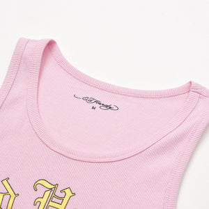 新品未使用 Ed Hardy エドハーディ リブタンクワンピース EHW3006-8 サイズM スカル ピンク レディース 中古 4a005861