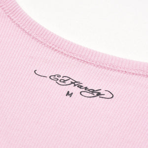 新品未使用 Ed Hardy エドハーディ リブタンクワンピース EHW3006-8 サイズM スカル ピンク レディース 中古 4a005861