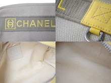 画像をギャラリービューアに読み込む, 極美品 CHANEL シャネル ポーチ ベージュ スポーツライン 12番台 イエロー キャンバス シルバー金具 中古 58611