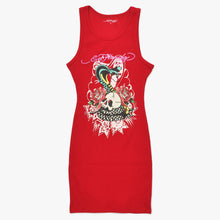 画像をギャラリービューアに読み込む, 新品未使用 Ed Hardy エドハーディ リブタンクワンピース EHW3006-1 サイズS スカル スネーク レッド レディース 中古 4a005862