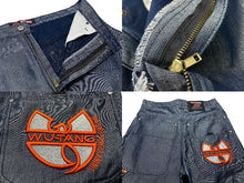 Load image into Gallery viewer, 新品同様 Wu-Tang Clan Wu-Wear ウータンクラン カーペンターパンツ ロゴ 刺繍 メタリックブルー オレンジ サイズ33 中古 58641